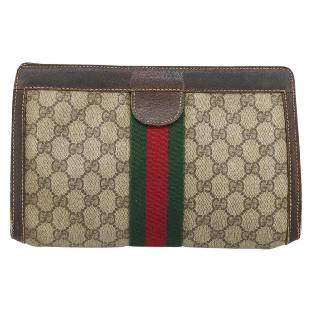 Gucci GG Supreme Web Clutch Bag Beige